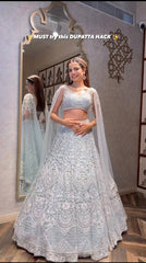 Trendy Silver Net Sequins Work Lehenga Choli