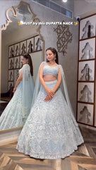 Trendy Silver Net Sequins Work Lehenga Choli