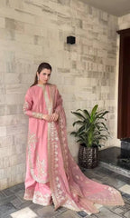 Stylish Light Pink Georgette Embroidery Palazzo Suit