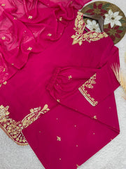 Trendy Pink Crepe Sequence Work Palazzo Suit