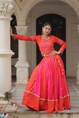 Navratri Collection Roman Orange Top With Lehenga