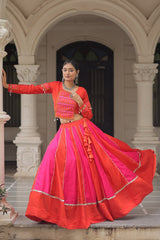 Navratri Collection Roman Orange Top With Lehenga