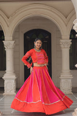 Navratri Collection Roman Orange Top With Lehenga