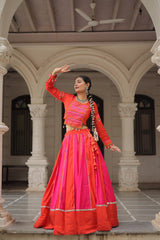 Navratri Collection Roman Orange Top With Lehenga