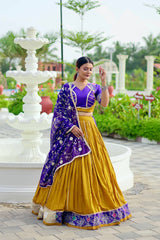 Navratri Special Yellow Cotton Embroidery Work Lehenga Choli