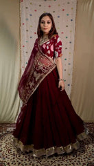 Stylish Maroon Fox Georgette Sequence Work Lehenga Choli