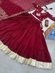 Stylish Maroon Fox Georgette Sequence Work Lehenga Choli