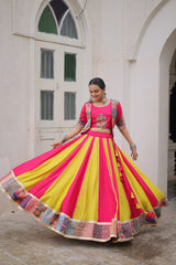 Navratri Special Pink Roman Work Lehenga Choli