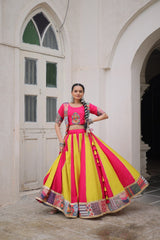 Navratri Special Pink Roman Work Lehenga Choli