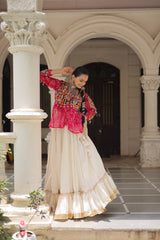 Navratri Wear Pink Cotton Gota Patti Lehenga Choli