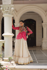 Navratri Wear Pink Cotton Gota Patti Lehenga Choli