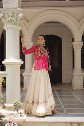 Navratri Wear Pink Cotton Gota Patti Lehenga Choli