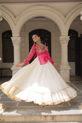 Navratri Wear Pink Cotton Gota Patti Lehenga Choli