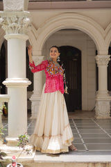 Navratri Wear Pink Cotton Gota Patti Lehenga Choli