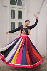 Multicolor Roman Work Lehenga Choli For Navratri Function