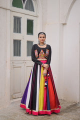 Multicolor Roman Work Lehenga Choli For Navratri Function