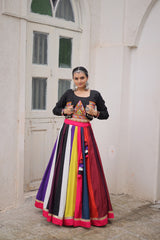 Multicolor Roman Work Lehenga Choli For Navratri Function