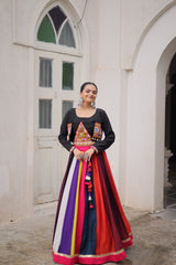 Multicolor Roman Work Lehenga Choli For Navratri Function