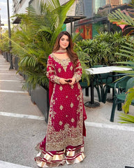 Lovely Red Color Sequence Work Sharara Suit
