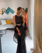 Party Wear Black Georgette Digital Print Sharara Suit