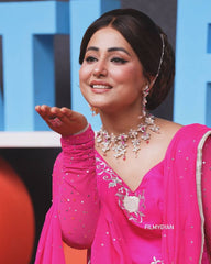 Stylish Pink Color Georgette Work Top With Lehenga