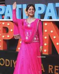 Stylish Pink Color Georgette Work Top With Lehenga