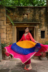 Navratri Collection Multicolor Georgette With Mirror Work Gown