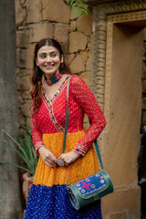 Navratri Collection Multicolor Georgette With Mirror Work Gown