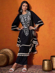 Marvelous Black Color Mirror Work Palazzo Suit