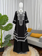 Marvelous Black Color Mirror Work Palazzo Suit