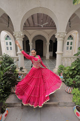 Navratri Collection Pink Color Mirror Work Lehenga Choli