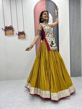 Navratri Collection Mustard Cotton Mirror Work Lehenga Choli