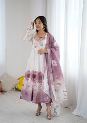 Ravishing Onion Pink Organza Print Anarkali Suit