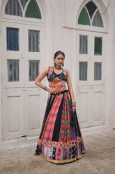 Gorgeous Black Color Georgette Gamthi Work Lehenga Choli
