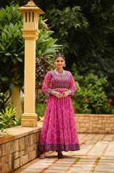 Lovely Pink Color Georgette Gamthi Work Gown