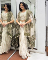 Pretty White Color Embroidery With Mirror Work Dhoti Suit