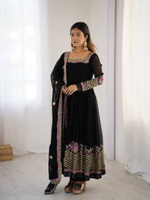 Ravishing Black Color Georgette Embroidery Designer Gown