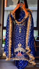 Pretty Navy Blue Sequence Work Dhoti Suit