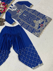 Pretty Navy Blue Sequence Work Dhoti Suit