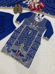Pretty Navy Blue Sequence Work Dhoti Suit