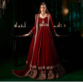 Ravishing Red Color Georgette Thread Work Anarkali Gown