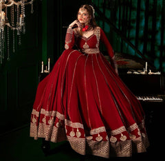 Ravishing Red Color Georgette Thread Work Anarkali Gown