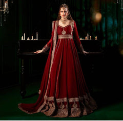 Ravishing Red Color Georgette Thread Work Anarkali Gown