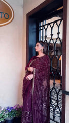 Marvelous Wine Color Kasturi Silk Work Saree
