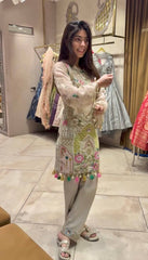 Gorgeous Beige Color Georgette Embroidery Work Salwar Suit