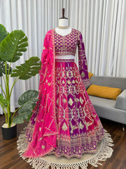 Exclusive Pink Color Georgette Thread Work Lehenga Choli