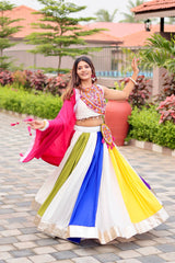 Lovely White Color Cotton Gamthi Work Lehenga Choli