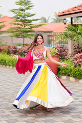 Lovely White Color Cotton Gamthi Work Lehenga Choli