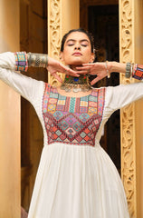 Gorgeous White Color Rayon with Gamthi Work Gown