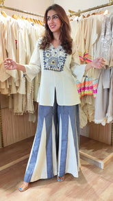 Lovely White Color Silk With Embroidery Work Co-ord Set